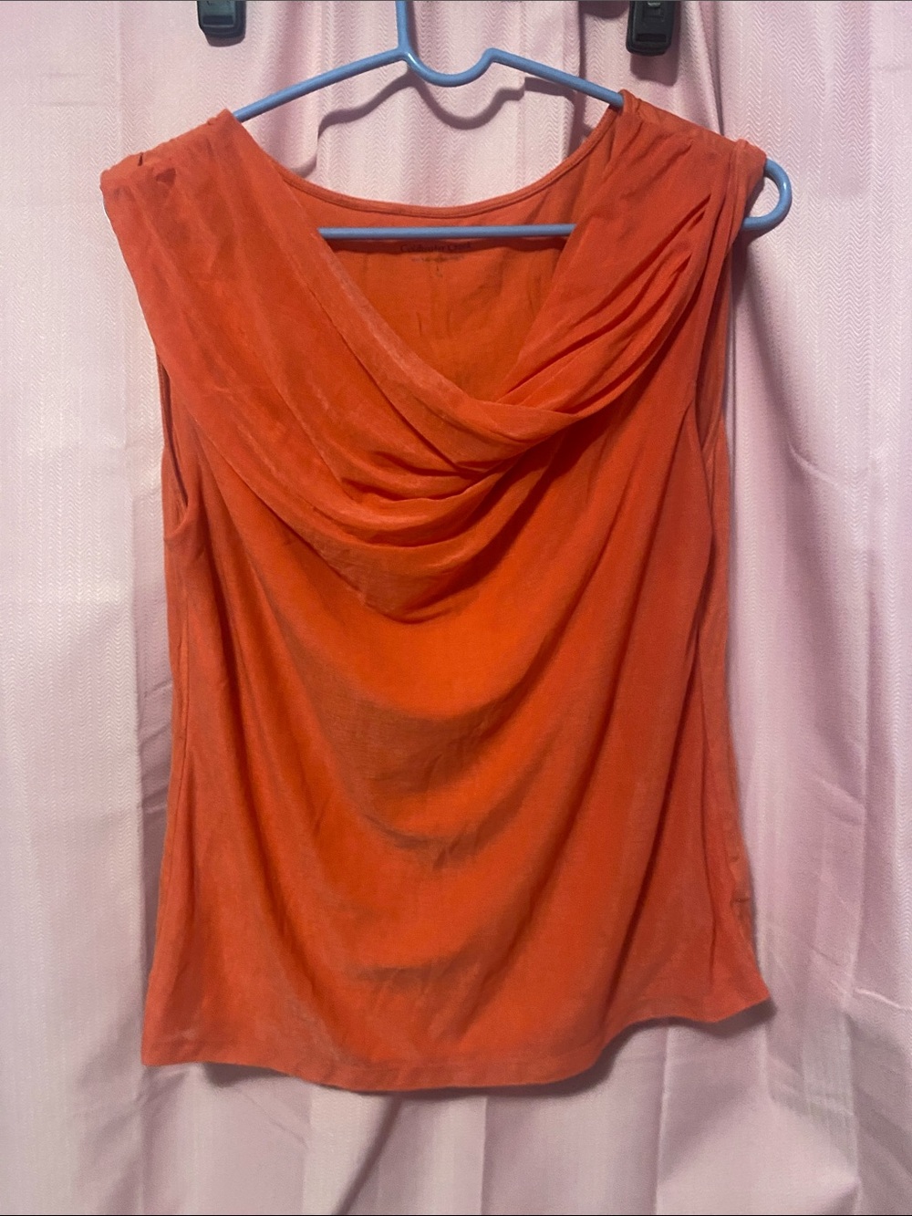 Coldwater Creek Sleeveless Draped Cowl Neck Top in Orange